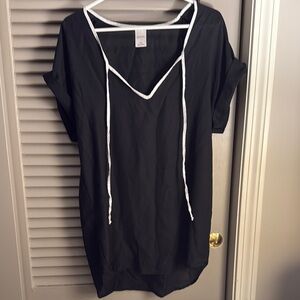 Black Tunic Dress with White Trim